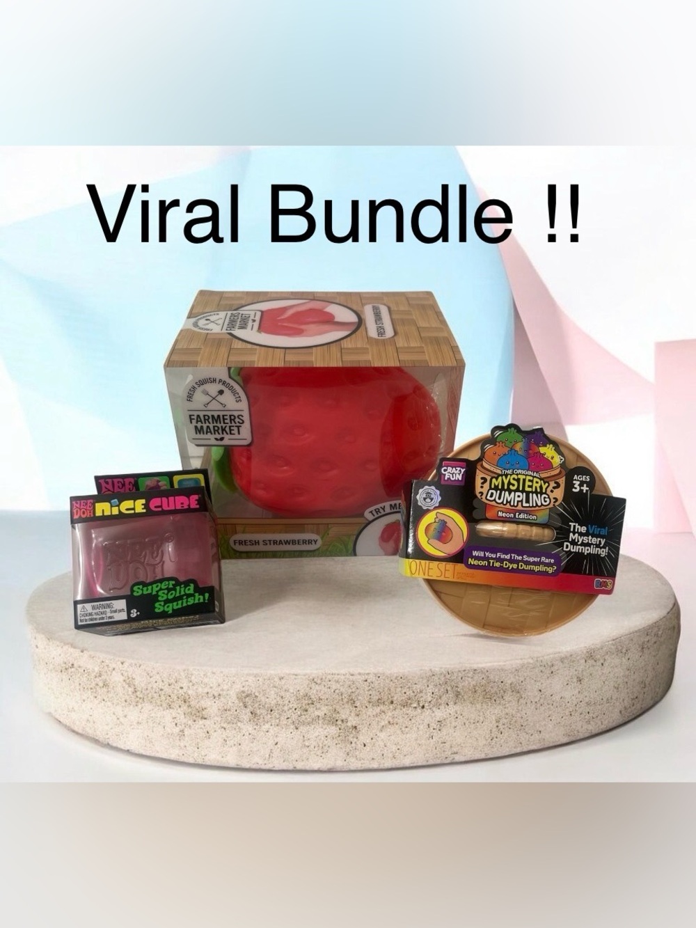 VIRAL BUNDLE! 3 NEW Viral Authentic Items - Dumpling, Needoh Cube & Strawberry